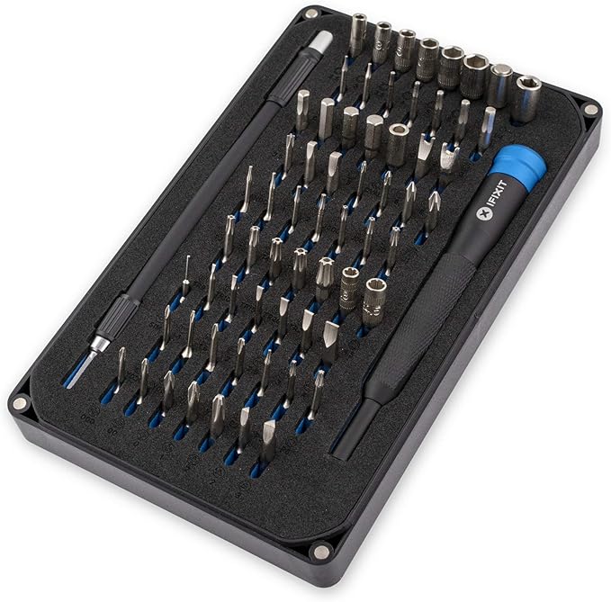 iFixit Mako Precision Bit Set, juego de 64 puntas de precisión (4 mm) y mango destornillador, para reparación de móviles, consolas, ordenadores, etc.