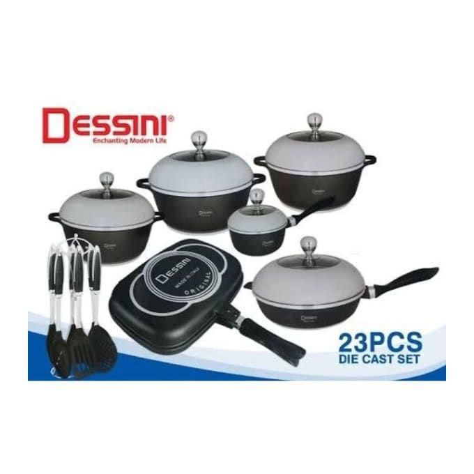 Dessini Durable Non-Stick Die Cast Cookware Set of 23 - Black